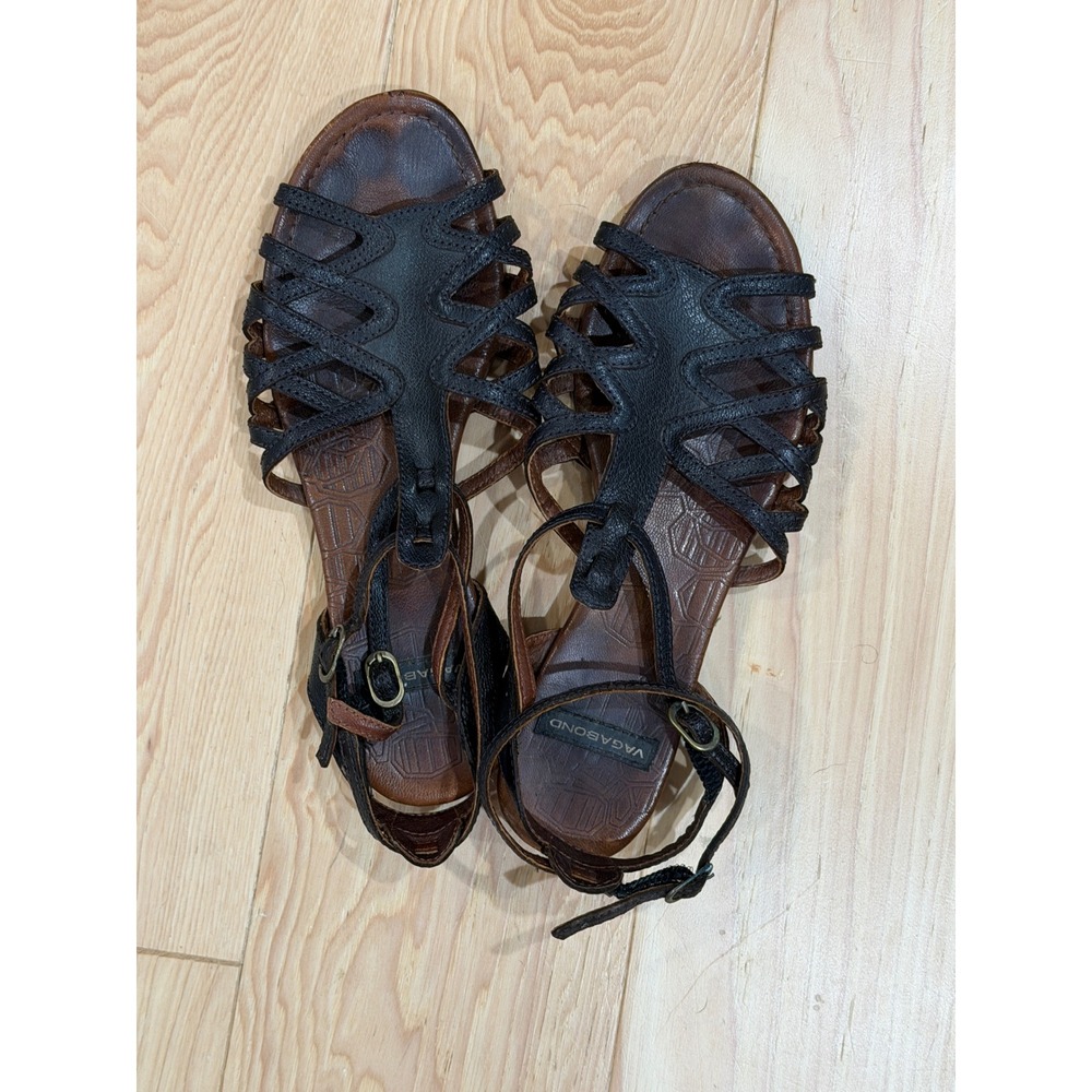 Vagabond Shoemakers Brown Black Leather Gladiator Strappy Festival Sandals 36